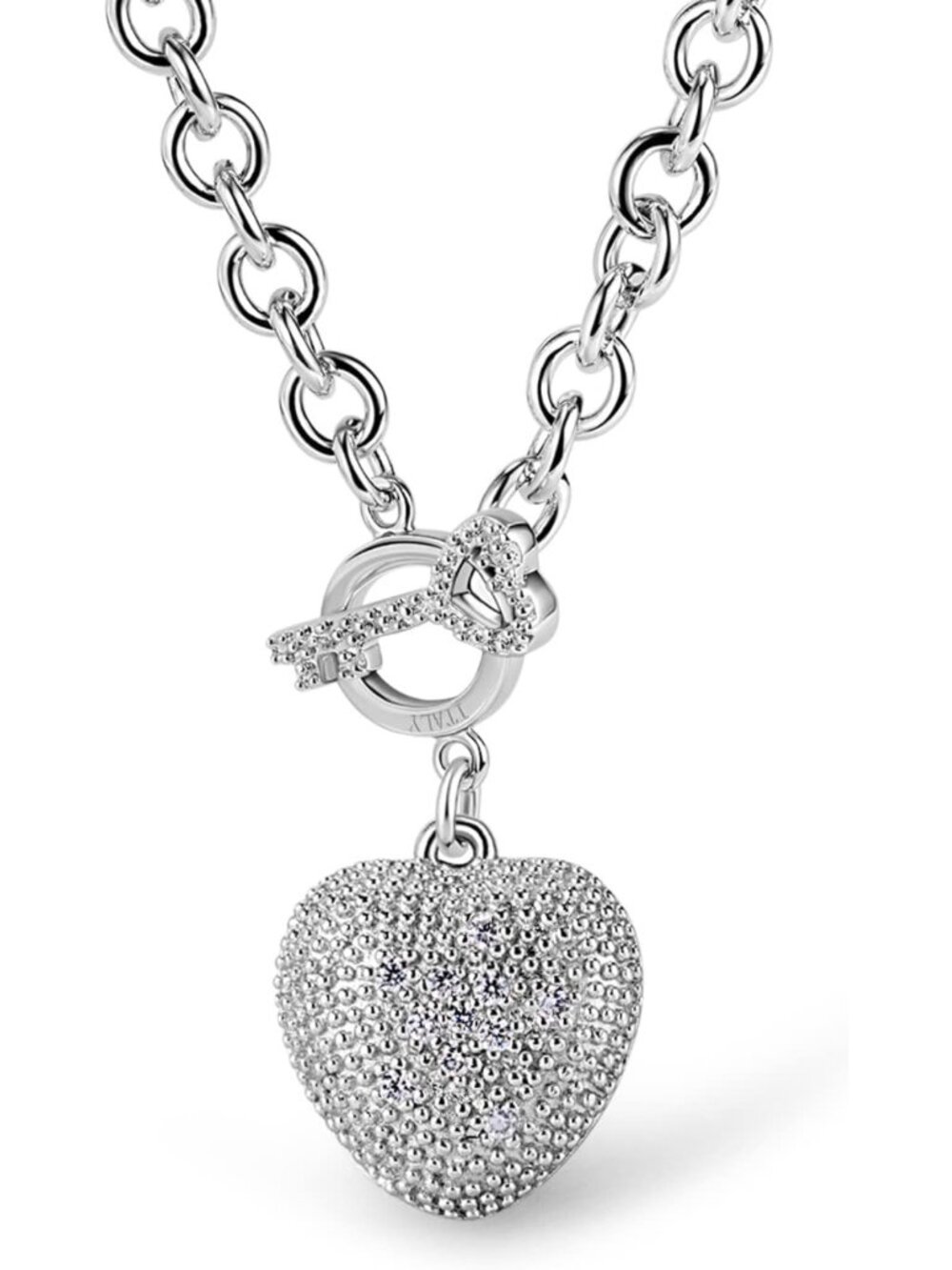 925 Sterling Silver Heart Pendant Necklace - Solid Rolo Chain, 18-26'' Jewelry